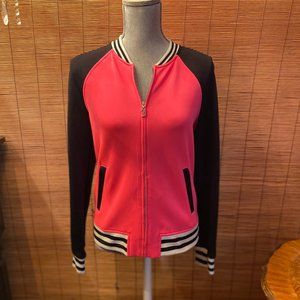 Juicy Couture Hot Pink & Black Front Zip Up Jogger Jacket Size Small/MED